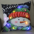 LED Light Christmas Pillow Cushions Cover Santa Elk Snowflake Xmas Lantern  Glow Pillowcase Winter Holiday Decoration