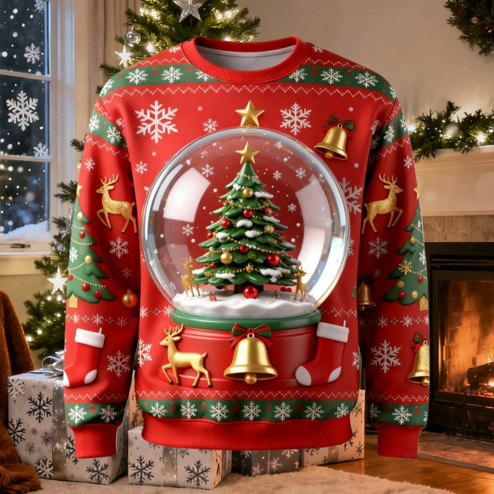 Christmas Themed Men's Sweatshirt Christmas Tree 3D Print Autumn Long Sleeve Graphic Hoodie Christmas Gift Casual Men's Clothing