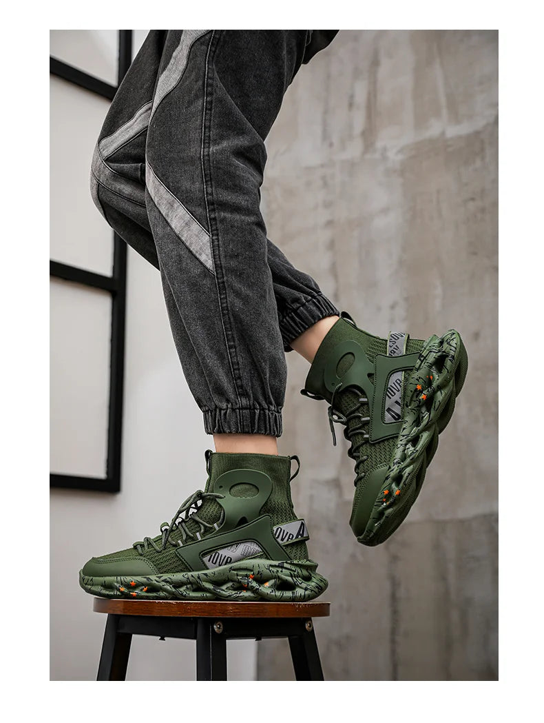 Street Red High Top Sneakers Man Fashion Platform Designer Running Shoes For Men Original Breathable Casual Men's Sports Shoes