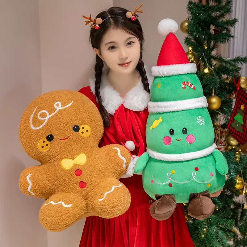 Cute Santa Claus & Elk Snowman Gingerbread Man Plush Toys Stuffed Animal Doll Christmas Gifts For Children Kids Home Decoration