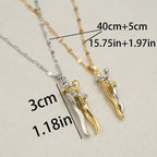FTCY Stainless Steel Couple Hugging Necklace Pendant for Women Men Gold Silver Color Couple Love Chain Friend Gift Party Jewelry