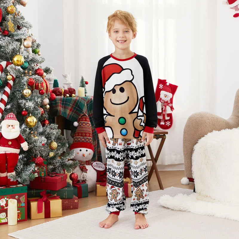 PatPat Christmas Family Matching Gingerbread Man Print Pajama Set With Drawstring Hood And Pockets