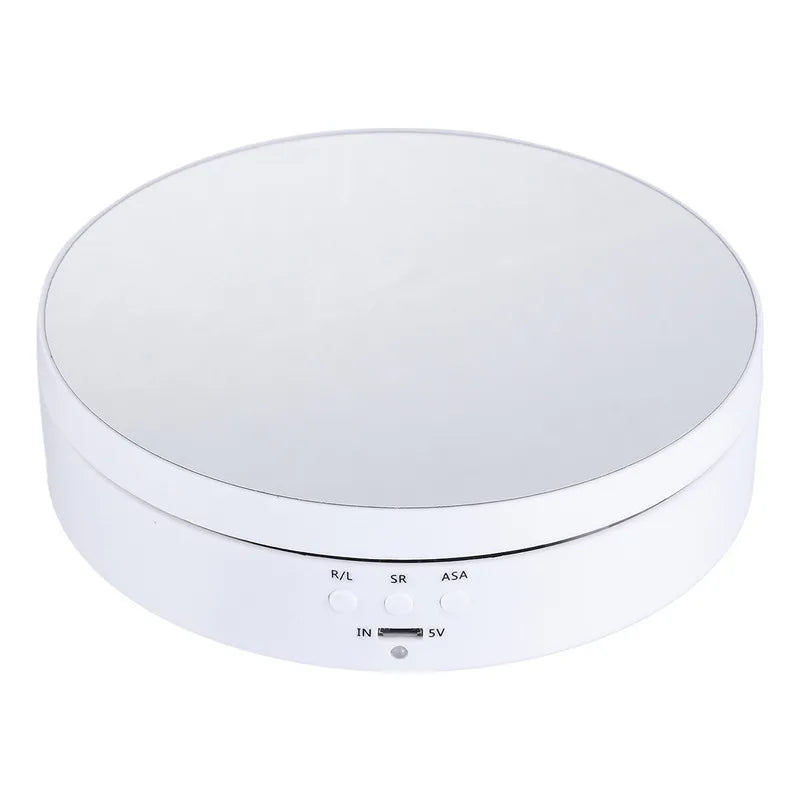 3 Speeds Electric Rotating Display Stand Mirror 360 Degree Turntable Jewelry Holder Battery/USB Power for Photography Shooting