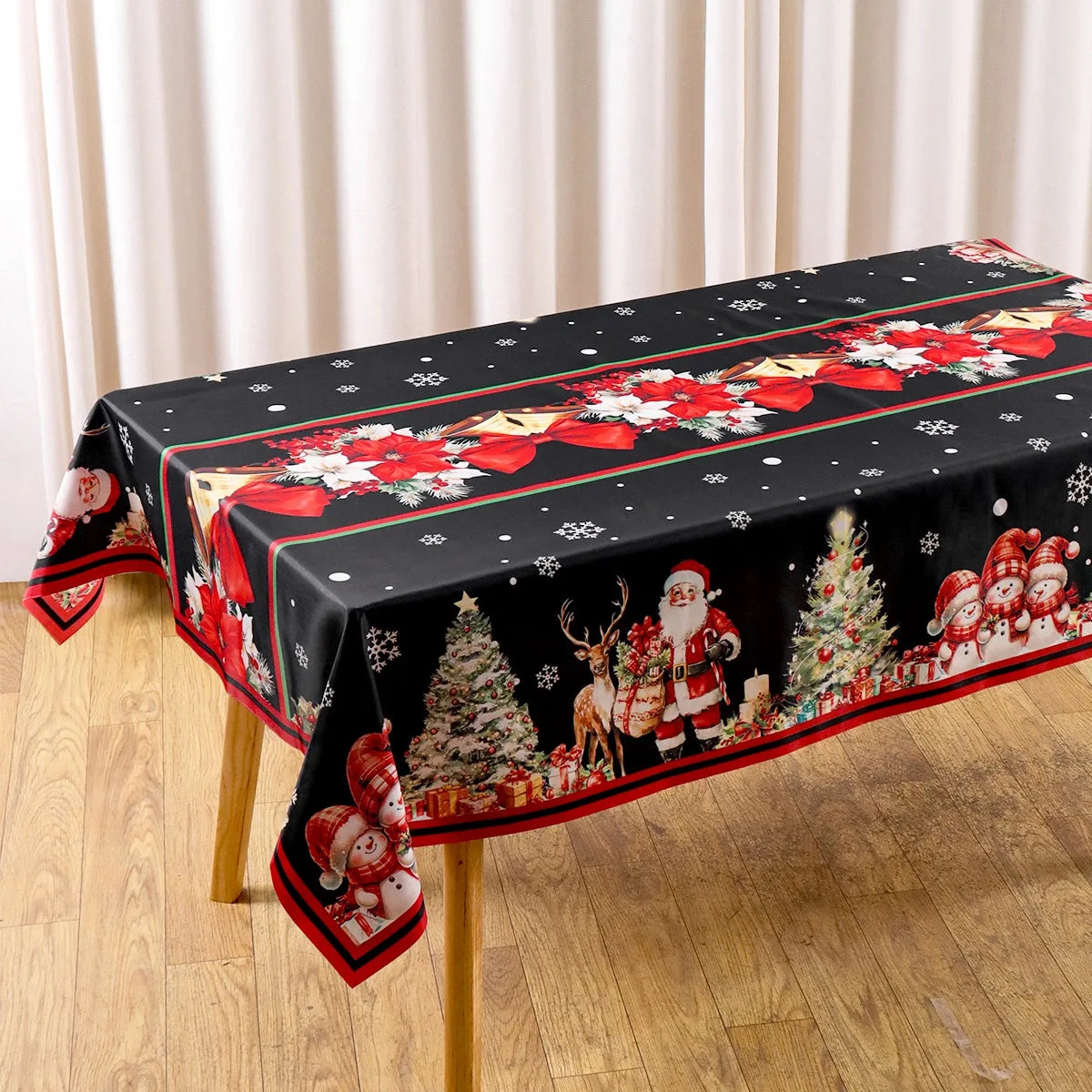 Christmas Tablecloth Santa Snowman Table Cover Christmas Party Table Decorations for Home 2025 Navidad Notal Noel Xmas Ornaments