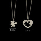 2Pcs/Set Simple Puzzle Heart Matching Pendant Couple Matching Necklace Couple Good Friends Ladies Men Hip Hop Sweater Chain