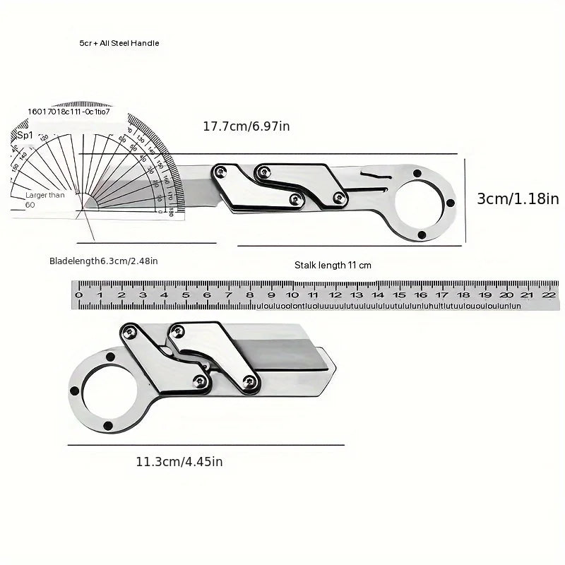 1pc, Multifunctional Folding Knife, Stainless Steel Pocket Knife, Creative Deformation Knife, Outdoor Survival Knife