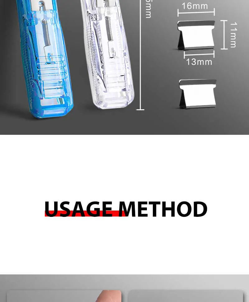 Traceless Reusable Hand Clamp Push Stapler, Paper Book File, Office, School Student Binder, Binding Tools, Supplies Accessories