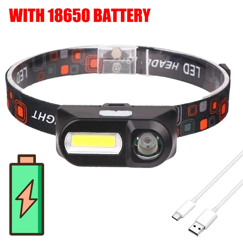 Powerful LED Induction Headlamp Use18650 Rechargeable battery Headlight Aluminium Outdoor camping Lamp High Lumen Head Torch