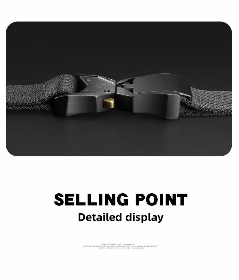 Tactical Waist Belt Durable Automatic Buckle Quick Release Elastic Belt Outdoor Adventure Training Belt Men's Trouser Belt Black