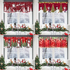 Christmas Curtain Valance Xmas Rod Pocket Window Treatment for Living Room Kitchen Bedroom Christmas Decorations For Home 2025