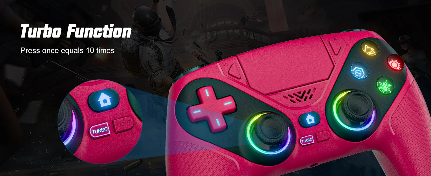 RGB Lights Wireless Controller For PS5/Playstation 5 Pro/Slim/PC Console Gamepads W/ Hall Effect Turbo Vibration Game Joystick