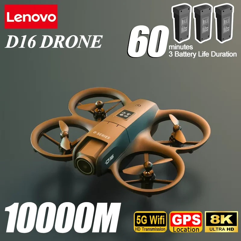 Lenovo D16 Drone 8K Aerial HD Profesional Dual-camera Helicopter Optical Flow Positioning Avoidance Bushless Motor GPS Drone UAV
