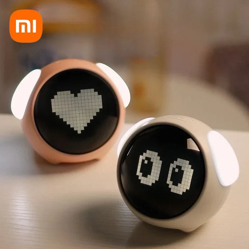 Xiaomi Cute Expression Alarm Clock Snooze Child Kids Digital Alarm Clocks Voice Control Intelligence LED Night Light Alarm Clock