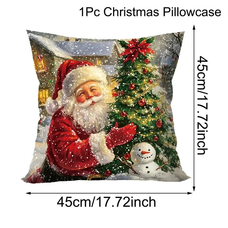 Christmas Decoration Throw Pillow Covers Santa Claus Snowman Elk Winter Holiday Decorative Pillowcases for Sofa Couch Home Decor