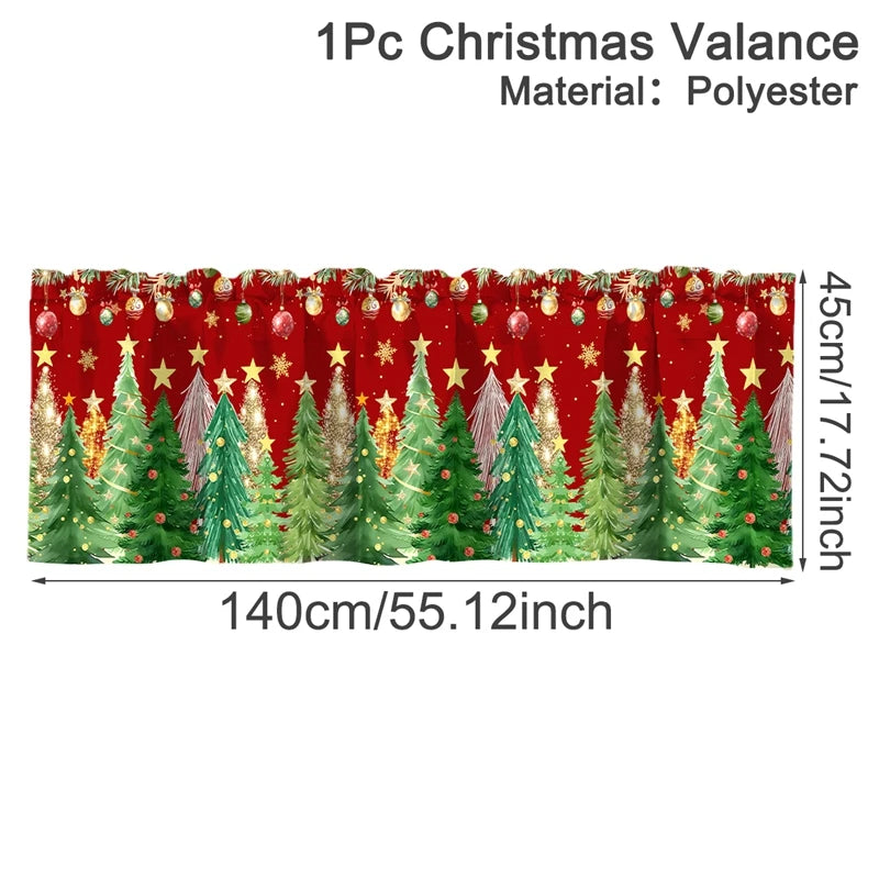 Christmas Curtain Valance Xmas Rod Pocket Window Treatment for Living Room Kitchen Bedroom Christmas Decorations For Home 2025