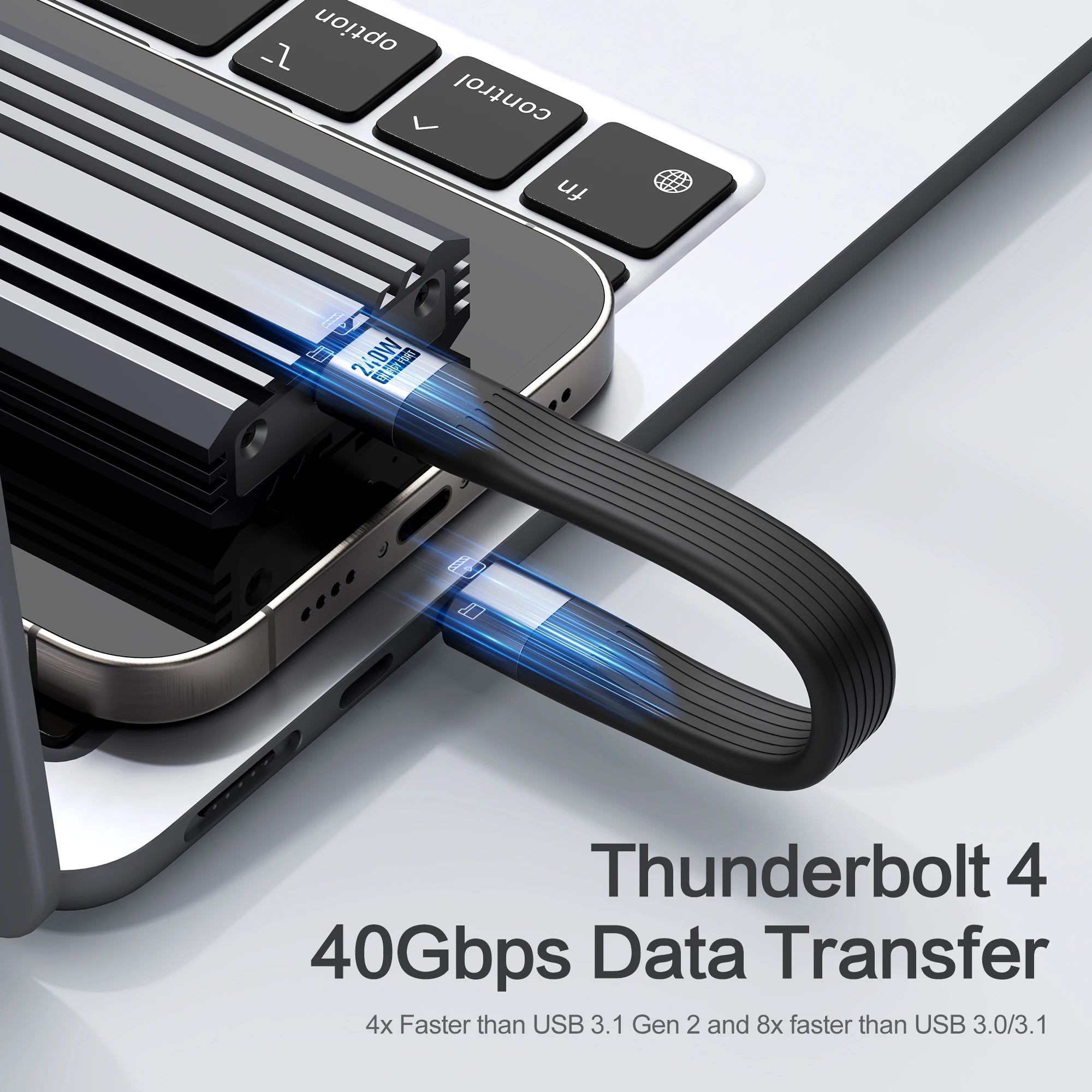 USB 4 Cable Portable Keychain 240W USB C Charging Cable 40Gbps Data Transfer Thunderbolt 4/3 8K@60Hz Video Display for iPhone16