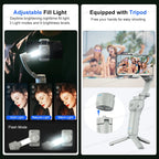 TOKQI M01 3-Axis Anti-Shake Handheld Gimbal Phone Stabilizer Foldable Holder Selfie Tripod with Fill Light for iPhone Smartphone
