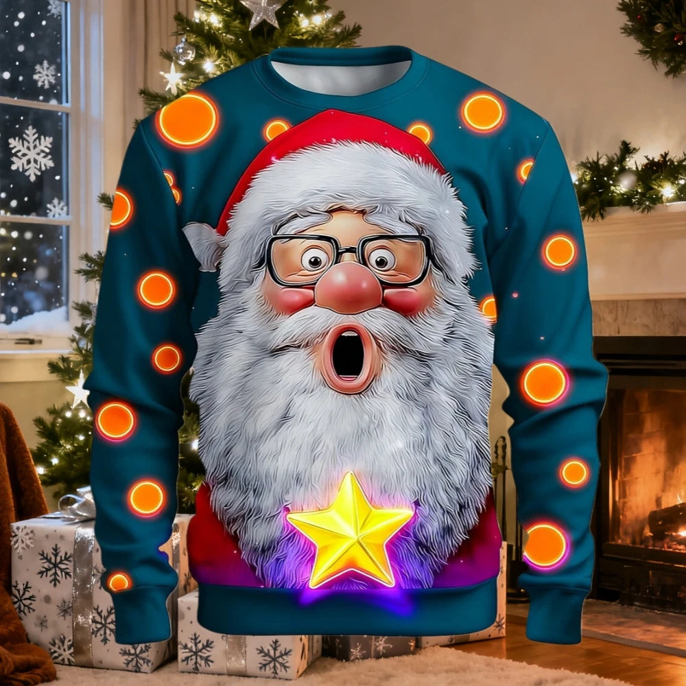 Christmas Men Women Sweatshirt 3D Printed Santa Claus Ugly Christmas Sweater Trendy Street Style Autumn Winter Casual Loose Tops