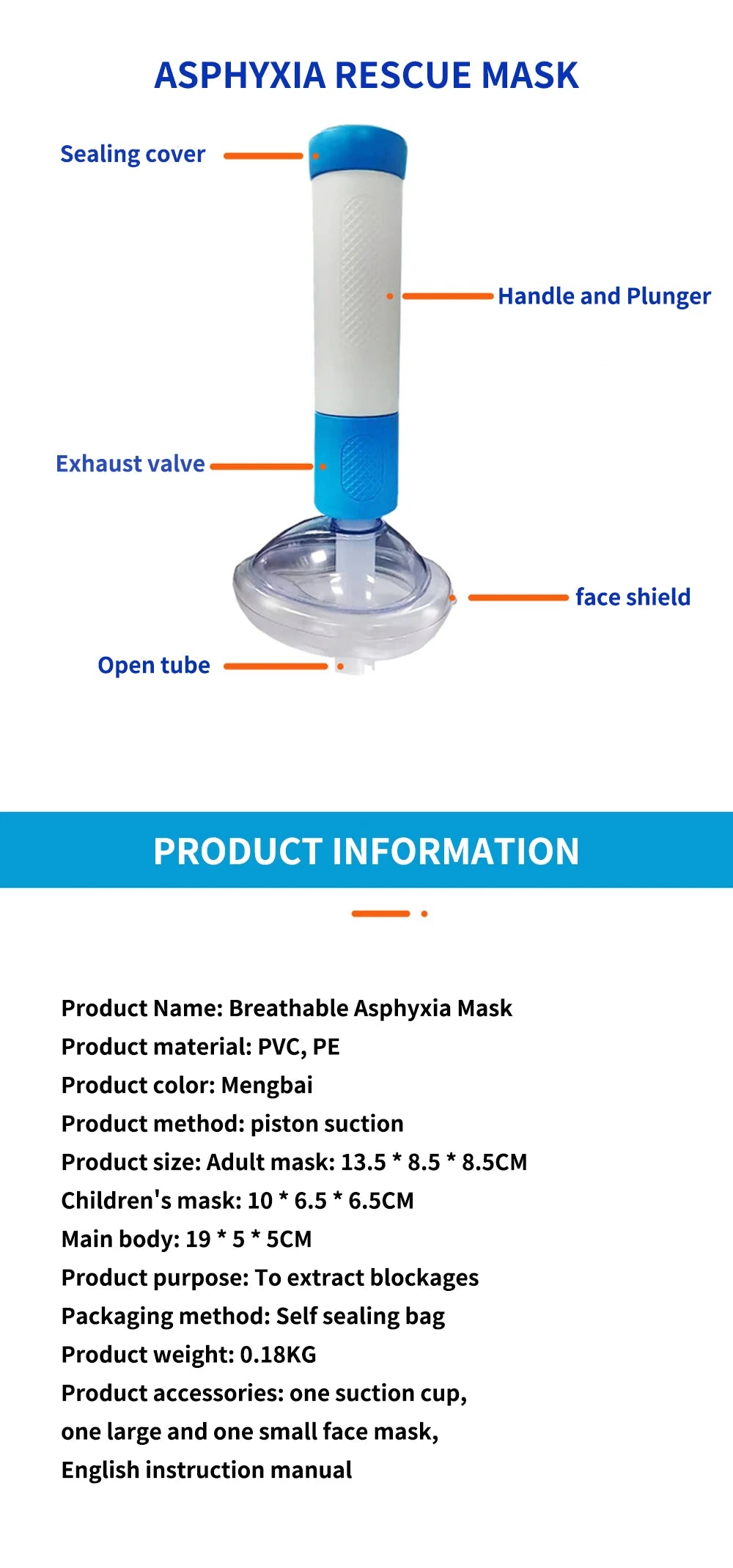 Heimlich Maneuver Anti Choking Rescue Device Artificial Emergency Home Rescue First Aid Kit Adults & Children