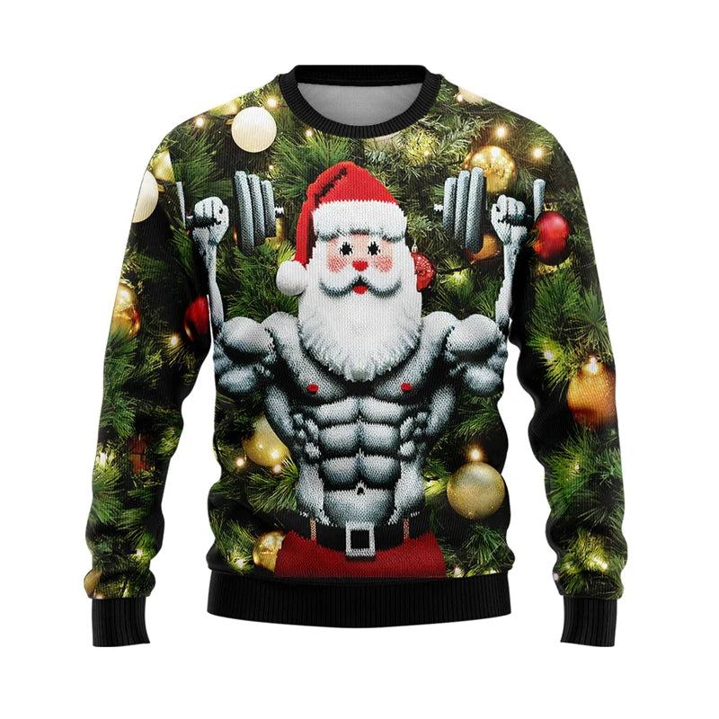 Hilarious Santa Claus Ugly Christmas Sweaters for Men Funny Animal Graphic Sweatshirts Xmas Holiday Unisex Pullovers Sweater Top