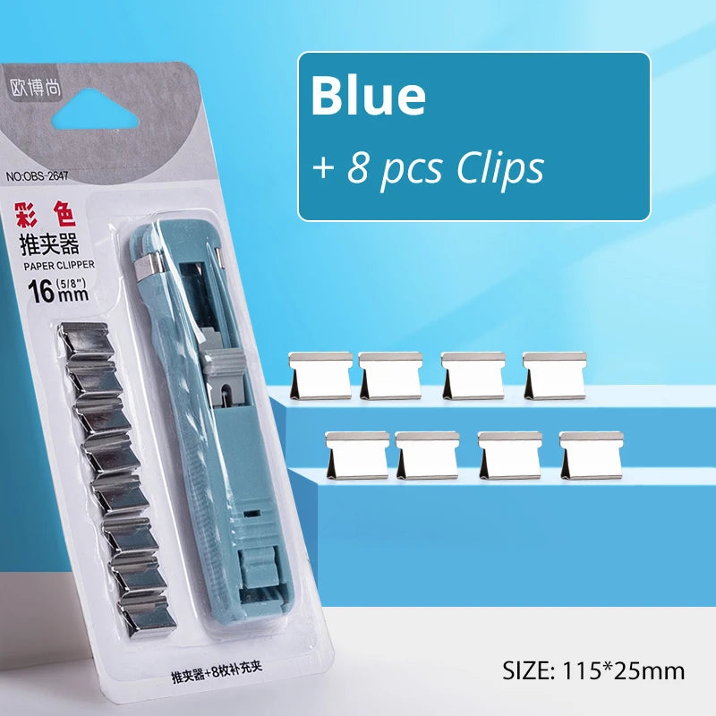 Traceless Reusable Hand Clamp Push Stapler, Paper Book File, Office, School Student Binder, Binding Tools, Supplies Accessories