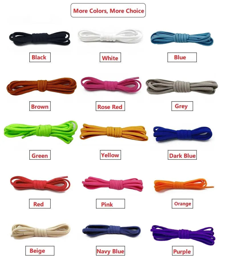 4Pcs/1Pair 100cm Elastic No Tie Shoelaces Metal Lock Shoe Laces For Kids Adult Sneakers Quick Shoelaces Semicircle Shoestrings