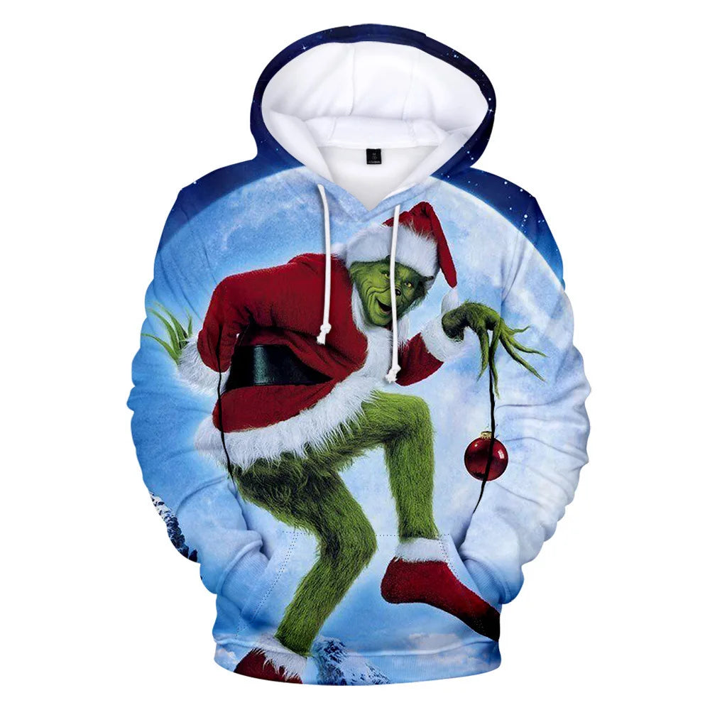 Christmas Theme Cute Cartoon Character Hoodies For Men Autumn Winter Daily Casual Long Sleeve Hooded Tops Harajuku Y2K Pullovers