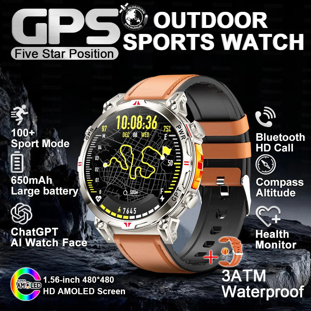 2025 New T-Rex 3 Ultra Original Military-Grade GPS Smart Watches Men Sport Tactics Compass BT Call Waterproof Swim Smart Bracelet