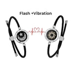 2025 Long Distance touch Light up&Vibrat Bracelets for Couples, Long Distance Relationship Gifts Smart Sun&Moon Love Bracelet