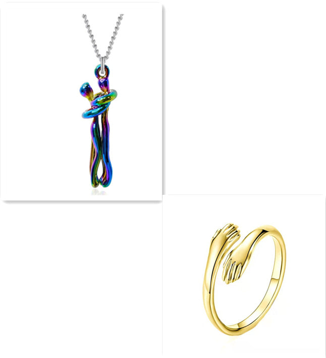 Love Hug Necklace Unisex Men Women Couple Jewelry Simple Temperament Clavicle Chain Valentines Day Lover Gift 