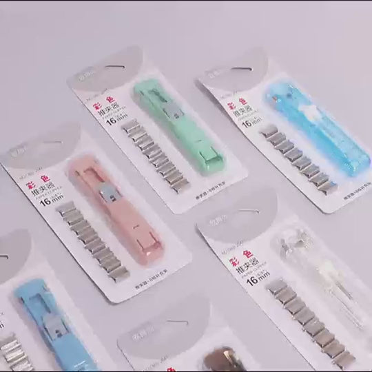 Traceless Reusable Hand Clamp Push Stapler, Paper Book File, Office, School Student Binder, Binding Tools, Supplies Accessories