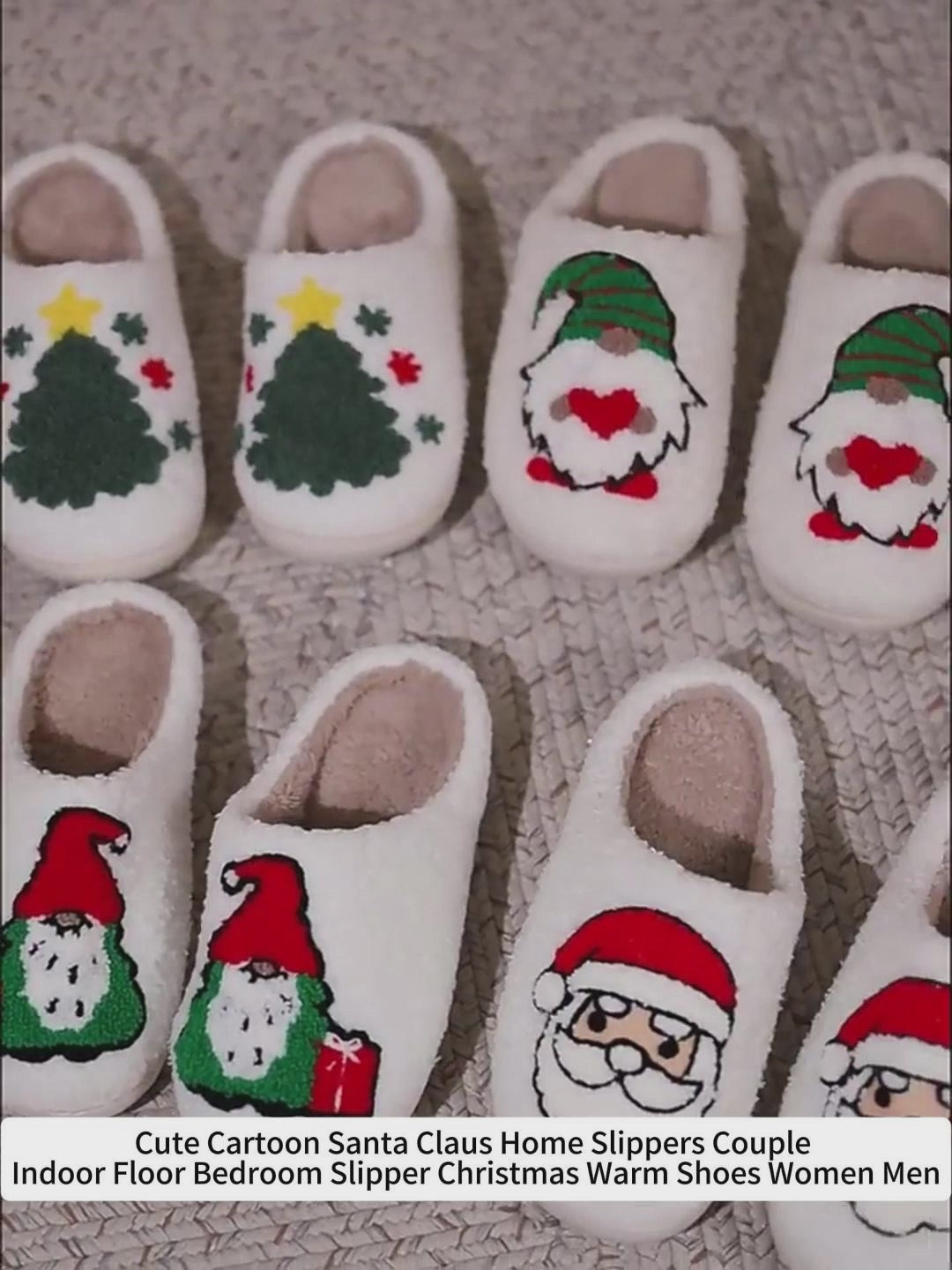 Cute Cartoon Santa Claus Home Slippers Couple Indoor Floor Bedroom Slipper Christmas Warm Shoes Women Men