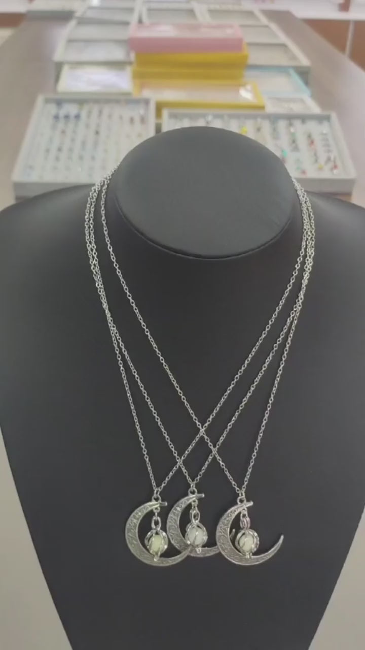 Collar con colgante luminoso de luna de moda, piedra natural brillante, brilla en la oscuridad, regalo para mujer