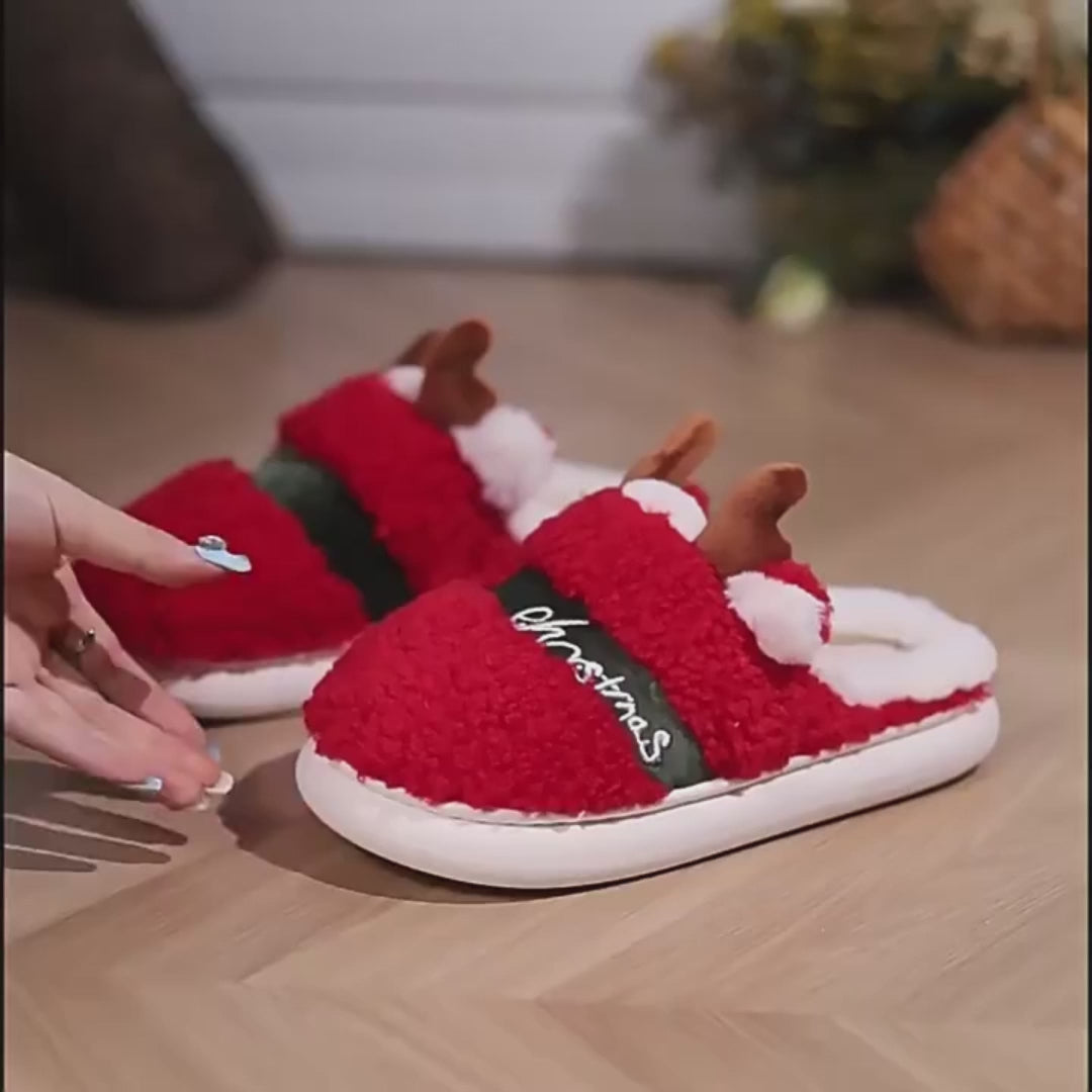 Christmas Shoes Winter Home Slippers Elk Soft Cozy Bedroom Slipper Slip On House Shoes