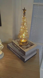 LED Christmas Tree Spiral Light Table Ornament Wrought Iron Xmas Tree Bedroom Desk Lamp Christmas Atmosphere Night Light Decor