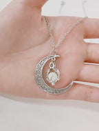 Collar con colgante luminoso de luna de moda, piedra natural brillante, brilla en la oscuridad, regalo para mujer