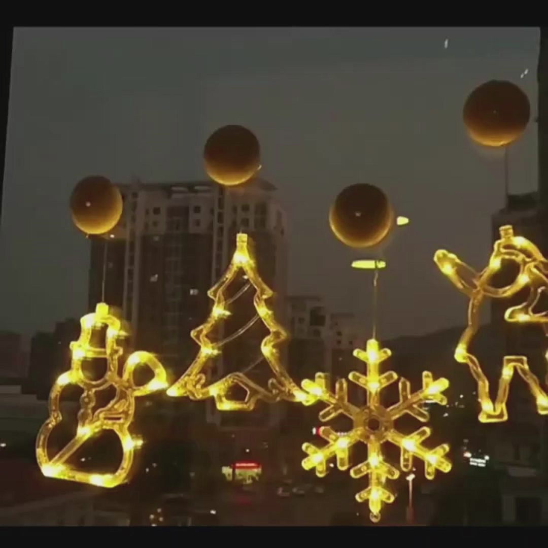 Christmas LED Suction Cup Chandelier Santa Claus Elk Snowman Lights Holiday Party Window Decor Lamps Battery Powered