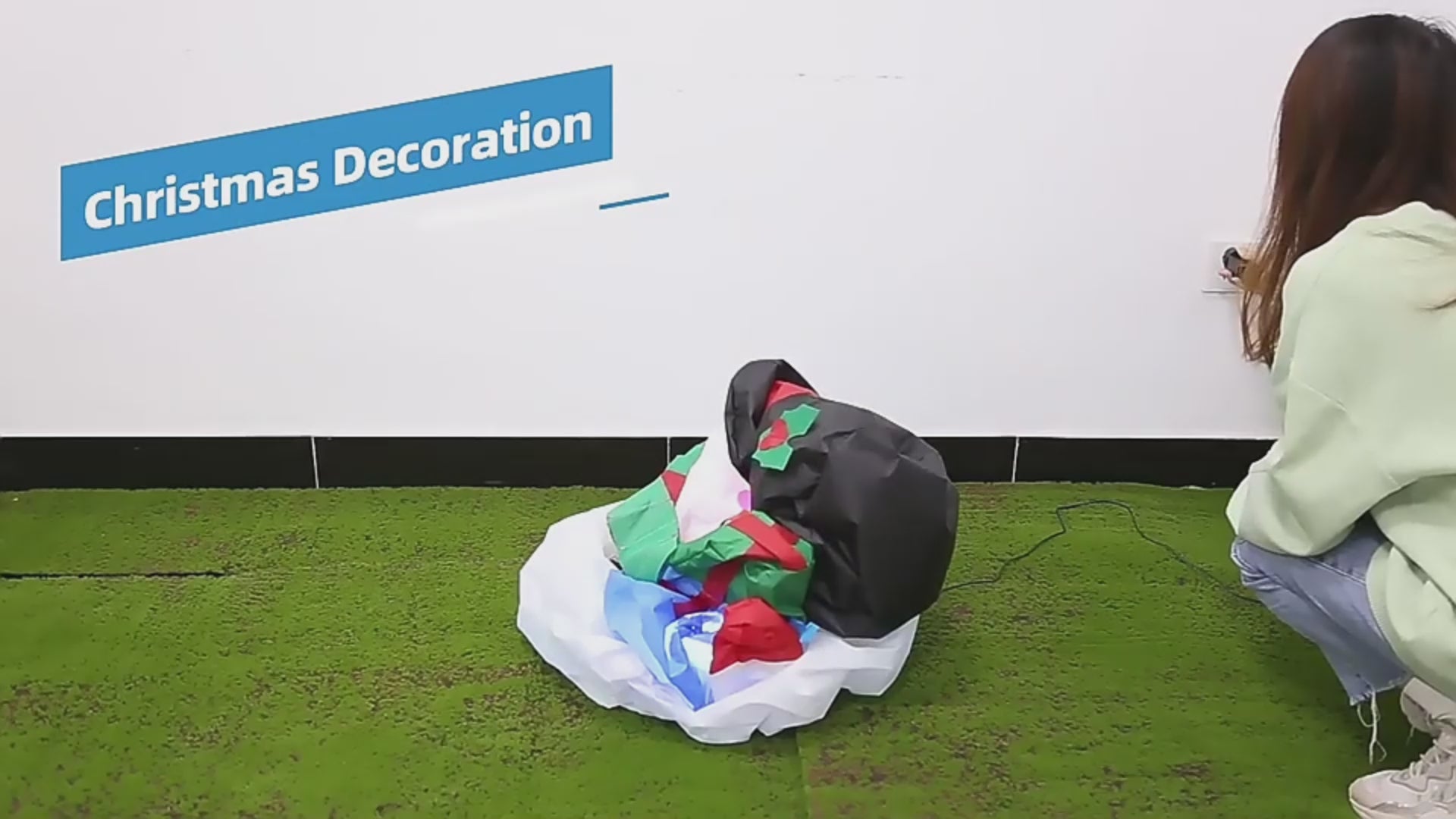 Christmas LED Lights Glowing Santa Tree Snowman Inflatable Doll Outdoor Yard Garden Decor