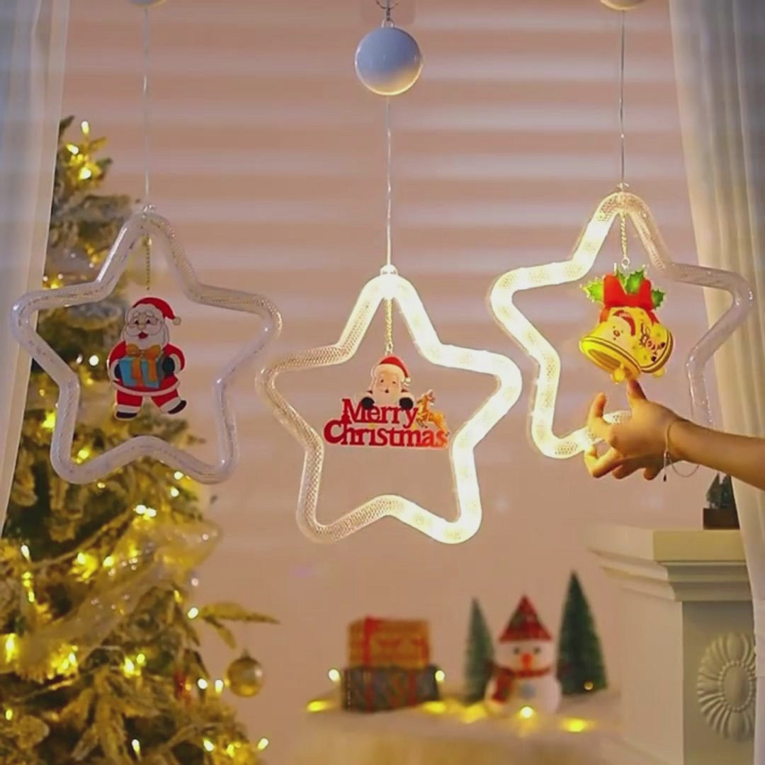 Christmas Pendant Decoration Christmas Atmosphere Led Lights Led Christmas Star Light Decoration For Window Door For Holiday