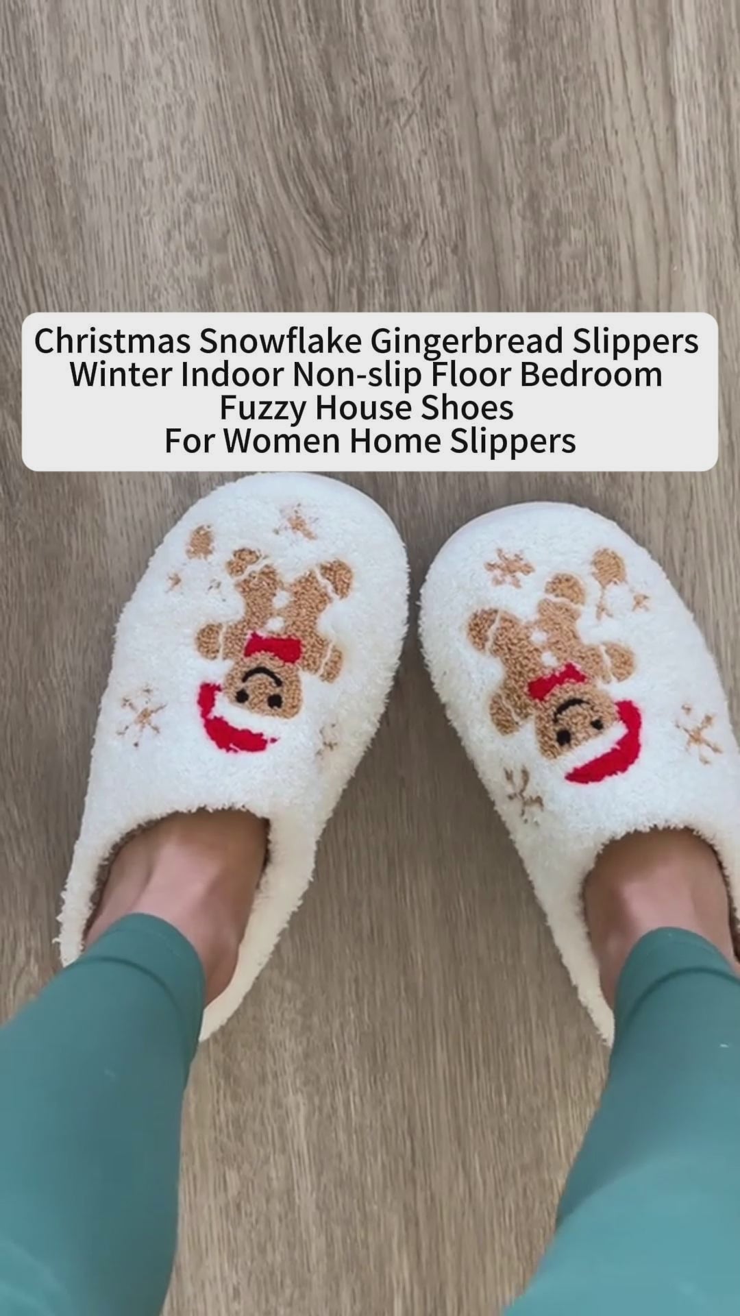 Christmas Snowflake Gingerbread Slippers Winter Indoor Non-slip Floor Bedroom Fuzzy House Shoes For Women Home Slippers