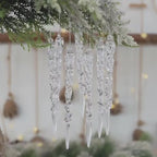 10pcs Christmas Tree Hanging Pendants Acrylic Ice Strip Snow Ceiling Xmas Ornaments New Year Christmas Decoration Home Decor