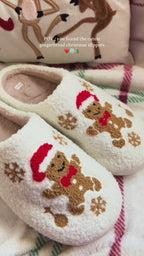 Christmas Snowflake Gingerbread Slippers Winter Indoor Non-slip Floor Bedroom Fuzzy House Shoes For Women Home Slippers
