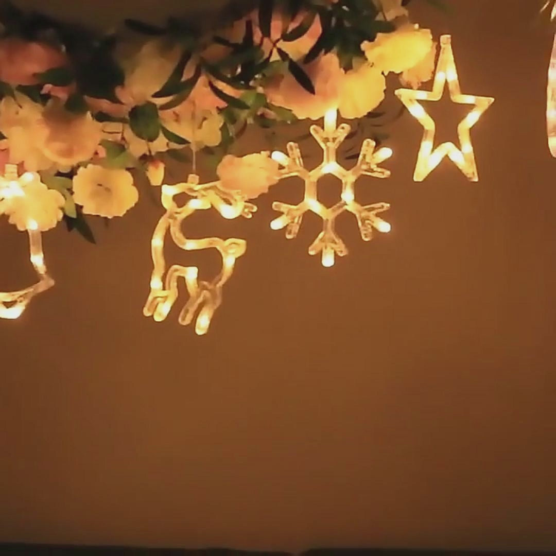 Christmas LED Suction Cup Chandelier Santa Claus Elk Snowman Lights Holiday Party Window Decor Lamps Battery Powered