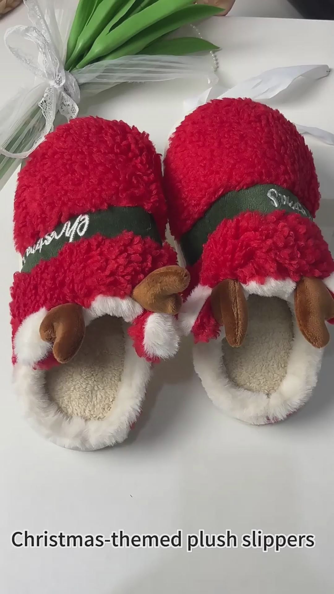 Christmas Shoes Winter Home Slippers Elk Soft Cozy Bedroom Slipper Slip On House Shoes