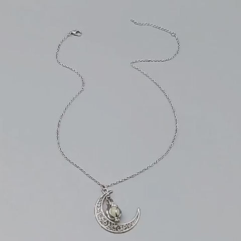 Collar con colgante luminoso de luna de moda, piedra natural brillante, brilla en la oscuridad, regalo para mujer