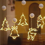 Christmas LED Suction Cup Chandelier Santa Claus Elk Snowman Lights Holiday Party Window Decor Lamps Battery Powered