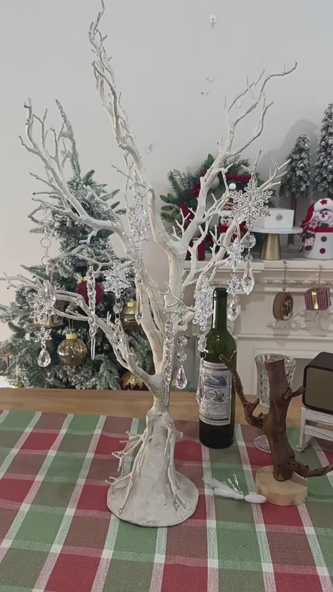 10pcs Christmas Tree Hanging Pendants Acrylic Ice Strip Snow Ceiling Xmas Ornaments New Year Christmas Decoration Home Decor