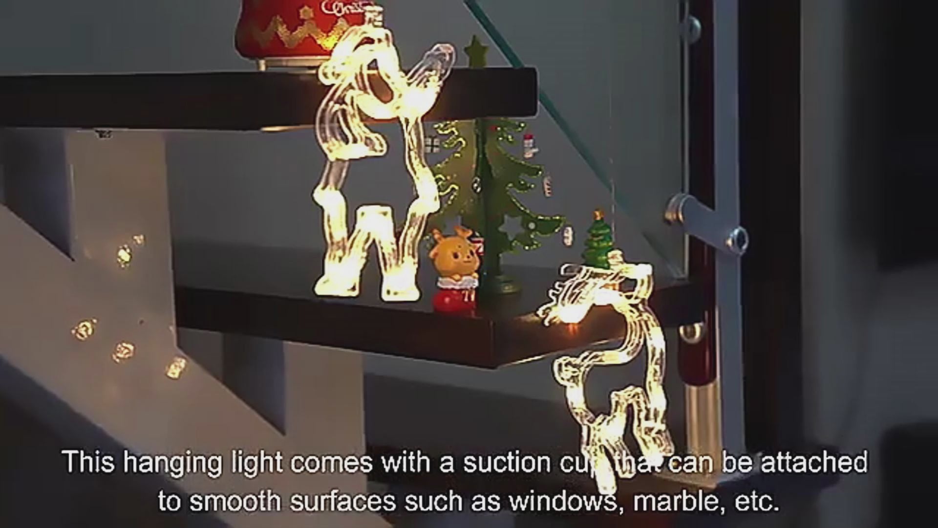 Christmas LED Suction Cup Chandelier Santa Claus Elk Snowman Lights Holiday Party Window Decor Lamps Battery Powered