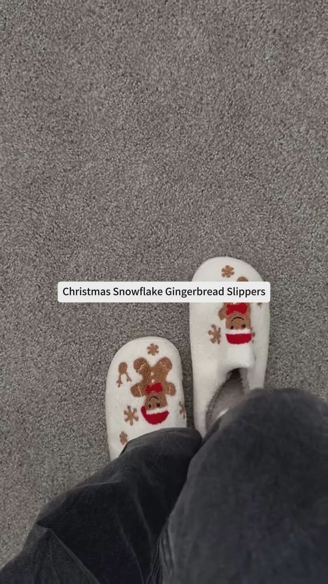 Christmas Snowflake Gingerbread Slippers Winter Indoor Non-slip Floor Bedroom Fuzzy House Shoes For Women Home Slippers