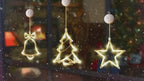Christmas LED Suction Cup Chandelier Santa Claus Elk Snowman Lights Holiday Party Window Decor Lamps Battery Powered